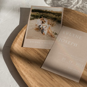 Neutral Blush Minimalist Boho Modern Wedding  Invitation