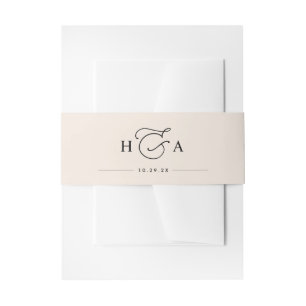 Neutral Blush Simple Monogram Wedding Invitation Belly Band