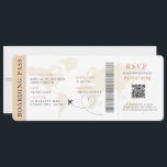 Neutral Boarding Pass Destination wedding QR code  Invitation<br><div class="desc">Boho Neutral Beige Boarding pass wedding ticket invitation featuring a destination world map,  Wedding Pass,  Destination Wedding,  Passport with QR code Rsvp card.</div>