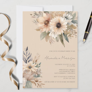Neutral Bohemian Bridal Shower Invitation