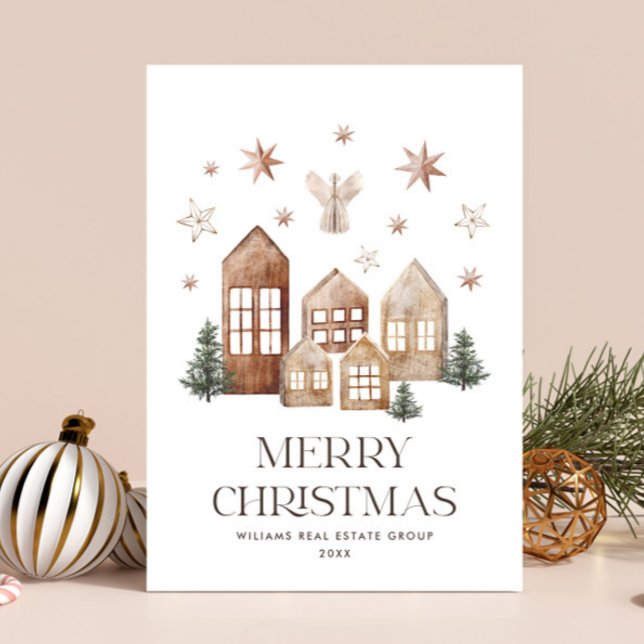 Neutral Bohemian Christmas Composition Corporate Holiday Card (Creator Uploaded)