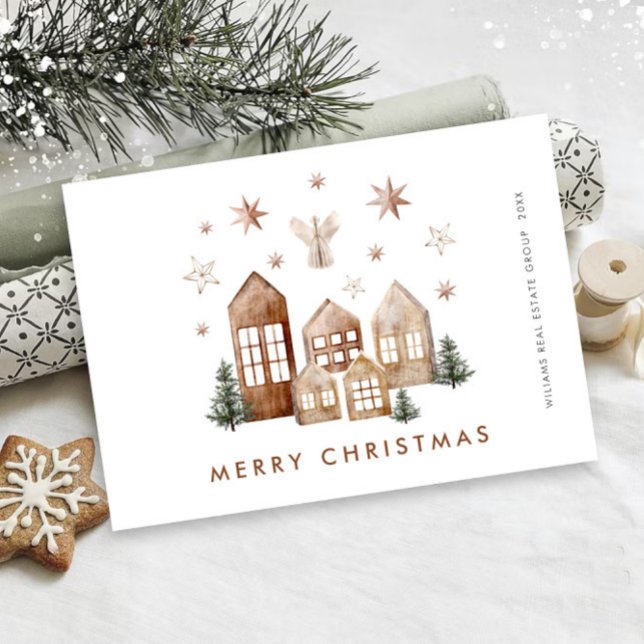 Neutral Bohemian Christmas Composition Corporate Holiday Card (Creator Uploaded)