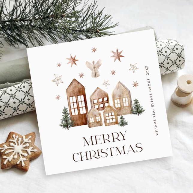 Neutral Bohemian Christmas Composition Corporate Holiday Card (Creator Uploaded)