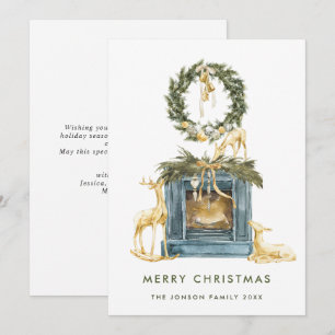 Neutral Bohemian Christmas Composition Greeting Holiday Card