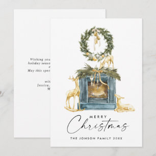 Neutral Bohemian Christmas Composition Greeting Holiday Card