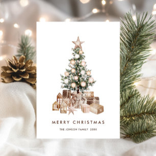 Neutral Bohemian Christmas Pine Tree Greeting Holiday Card