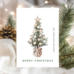 Neutral Bohemian Christmas Tree Corporate Holiday Card