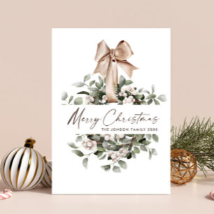Neutral Bohemian Christmas Wreath Greeting Holiday Card