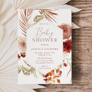 Neutral Bohemian Fall Autumn Baby Shower Invitation
