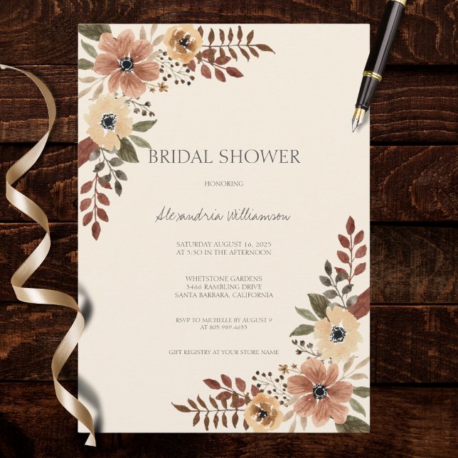 Neutral Bohemian Floral Bridal Shower  Invitation (Creator Uploaded)