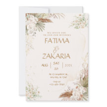 Neutral Bohemian Floral Elegant Wedding Invitation