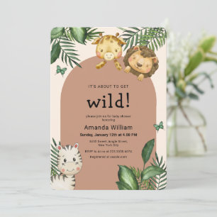 Neutral Boho Arch Wild Sarafi Animals Baby Shower Invitation