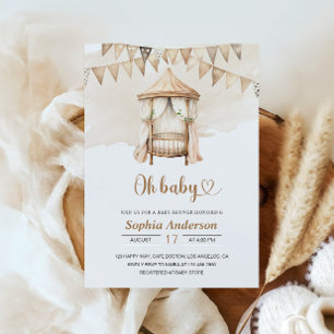 Neutral Boho Baby Shower invitation –Oh Baby theme