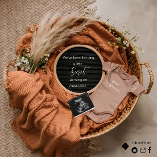 Neutral Boho basket pampas pregnancy announcement 
