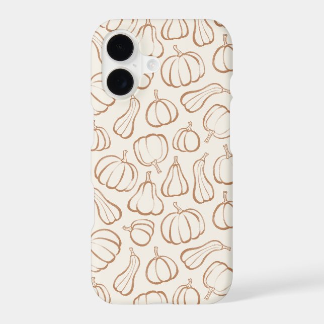 Neutral Boho Beige Pumpkin Pattern Fall Halloween (Back)