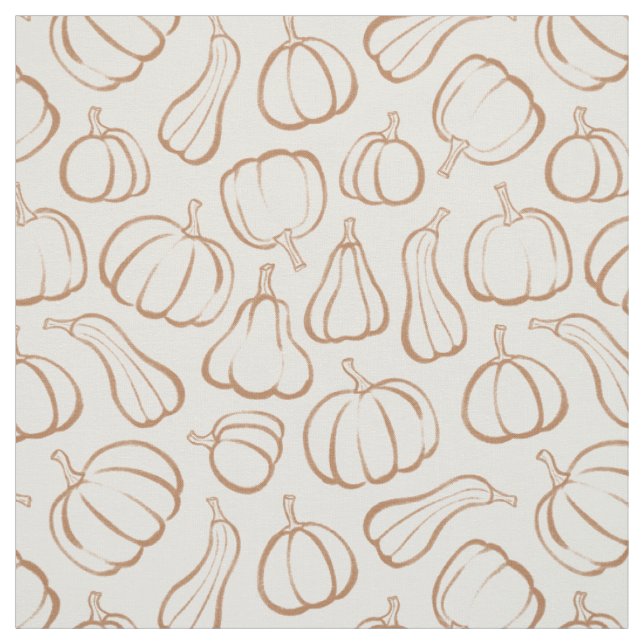 Neutral Boho Beige Pumpkin Pattern Fall Halloween Fabric (Swatch)