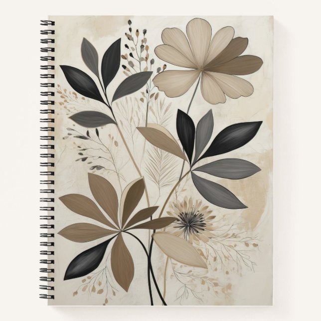 Neutral Boho Botanical Art Minimalist Earth Tone  Notebook (Front)