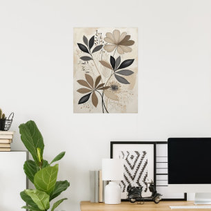 Neutral Boho Botanical Art Minimalist Earth Tone Poster