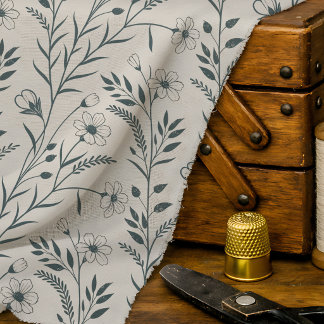 Neutral Boho Botanical  Fabric