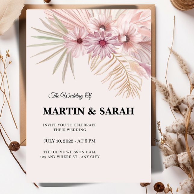 Neutral Boho Botanical Wedding Invitation  (Creator Uploaded)