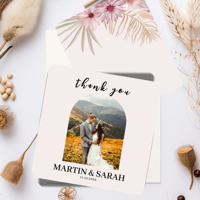 Neutral Boho Botanical Wedding Thank You Card  (Creator Uploaded)