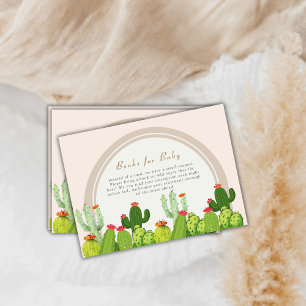 Neutral Boho Cactus Arch Books for Baby Shower Enclosure Card