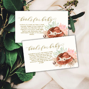 Neutral Boho Cactus Cowboy Hat Books Baby Shower Enclosure Card