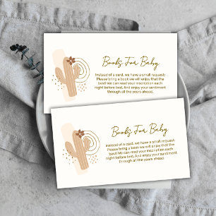 Neutral Boho Desert Cactus Books For Baby Shower Enclosure Card