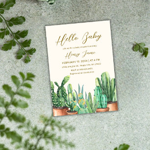 Neutral Boho Desert Cactus Garden Baby Shower Invitation