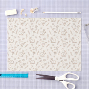 Neutral Boho Easter Bunny Goose Spring Beige Tissue Paper