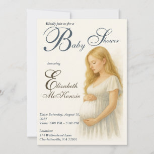 Neutral Boho Elegance Baby Shower Blonde Mom to be Invitation