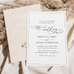 Neutral Boho Elegant Calligraphy Script Wedding Invitation<br><div class="desc">This elegant Wedding Invitation features a sweeping script calligraphy text paired with a classy serif & modern sans font in black,  and dewy blush back with a floral line art pattern & a customisable monogram. Matching items available.</div>