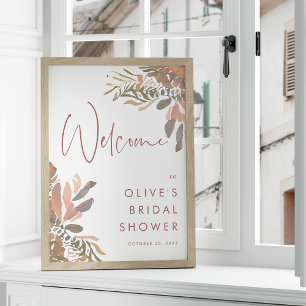 Neutral Boho Floral Bridal Shower Welcome Sign