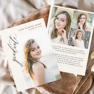 Neutral Boho Graduate Simple Photo Graduation Announcement