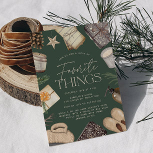 Neutral Boho Holiday Favourite Things Party Invitation