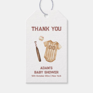 Neutral Boho Little Slugger Baseball Baby Shower Gift Tags