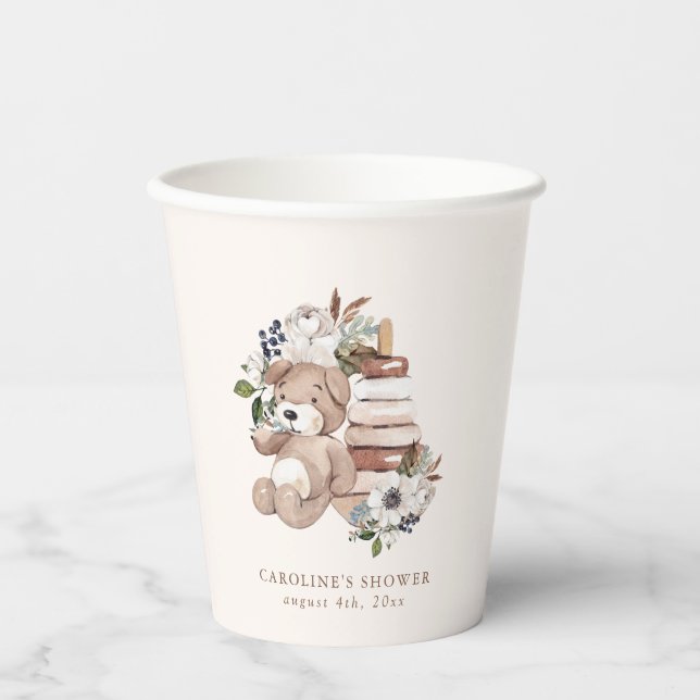 Neutral Boho Nursery Baby Shower Paper Cups (Front)