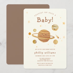 Neutral Boho Outer Space Solar System Baby Shower  Invitation
