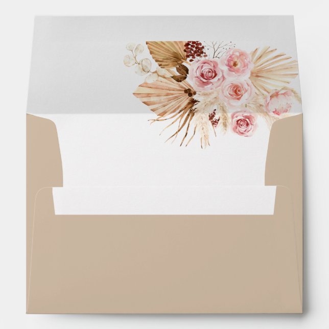 Neutral  Boho Pampas Grass Giraffe Baby Shower  Envelope (Back (Bottom))