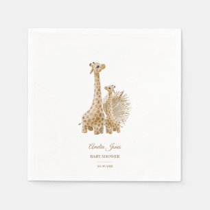 Neutral Boho Pampas Grass Giraffe Baby Shower Napkin