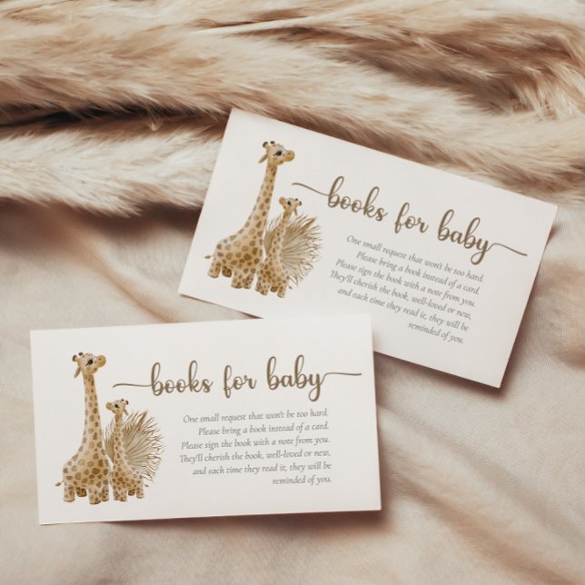 Neutral Boho Pampas Grass Giraffe Books For Baby   Enclosure Card (Creator Uploaded)