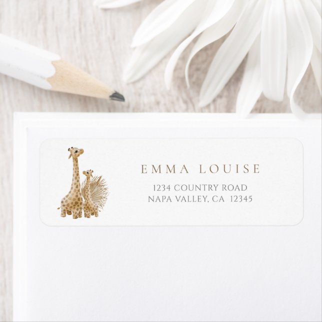Neutral Boho Pampas Grass Giraffe  Return Address Label (Insitu)
