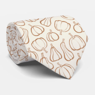 Neutral Boho Pumpkin Pattern Fall Halloween Party Tie