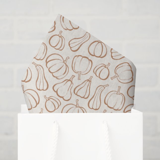 Neutral Boho Pumpkin Pattern Fall Halloween Party Tissue Paper (Gift Bag)