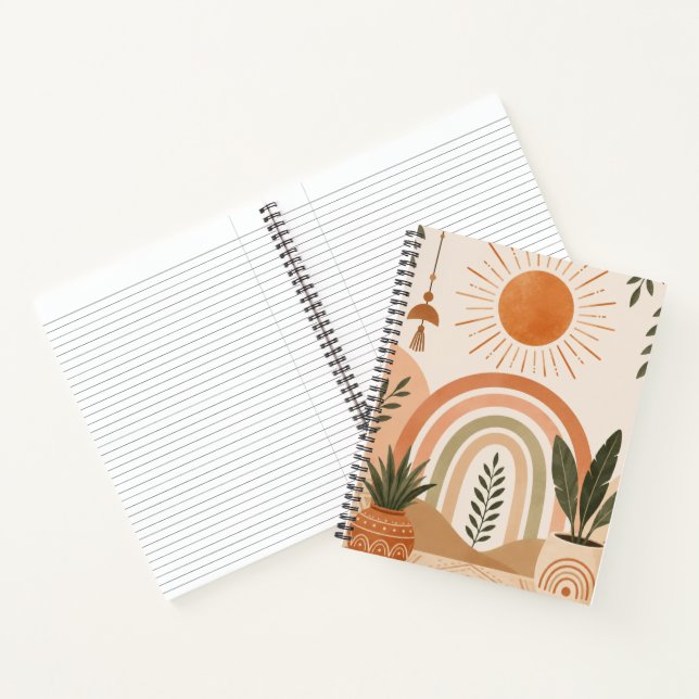 Neutral Boho Sun and Plants Notebook (Inside)