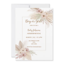 Neutral Boho themed gender reveal invitation