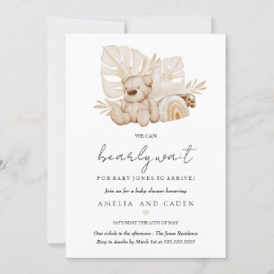 Neutral Boho We Can Bearly Wait Baby Shower Invitation
