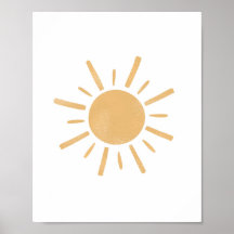 Neutral Boho Yellow Sun Sunshine Nursery Art 
