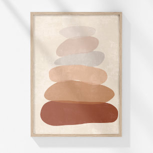 Neutral Boho Zen Stones Abstract Wall Art Poster