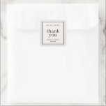 Neutral Border Simple Wedding Favour Square Sticker<br><div class="desc">Make a statement of understated elegance with this simple,  text-based wedding favour thank you sticker label featuring a subtle border of black and grey on neutral ecru. Use the customisation option to change the colours and fonts to suit your wedding theme.</div>